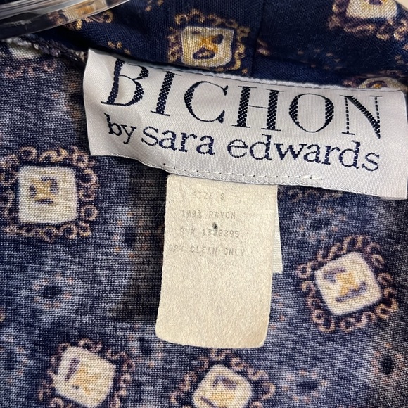 VTG Bichon by Sara Edwards Women’s Size Small Blue Rayon Midi Dress Tie Back H1 - Picture 5 of 10